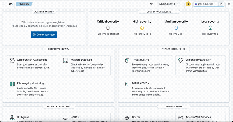 AI chat demo in Wazuh Dashboard: querying alerts and receiving agent analysis